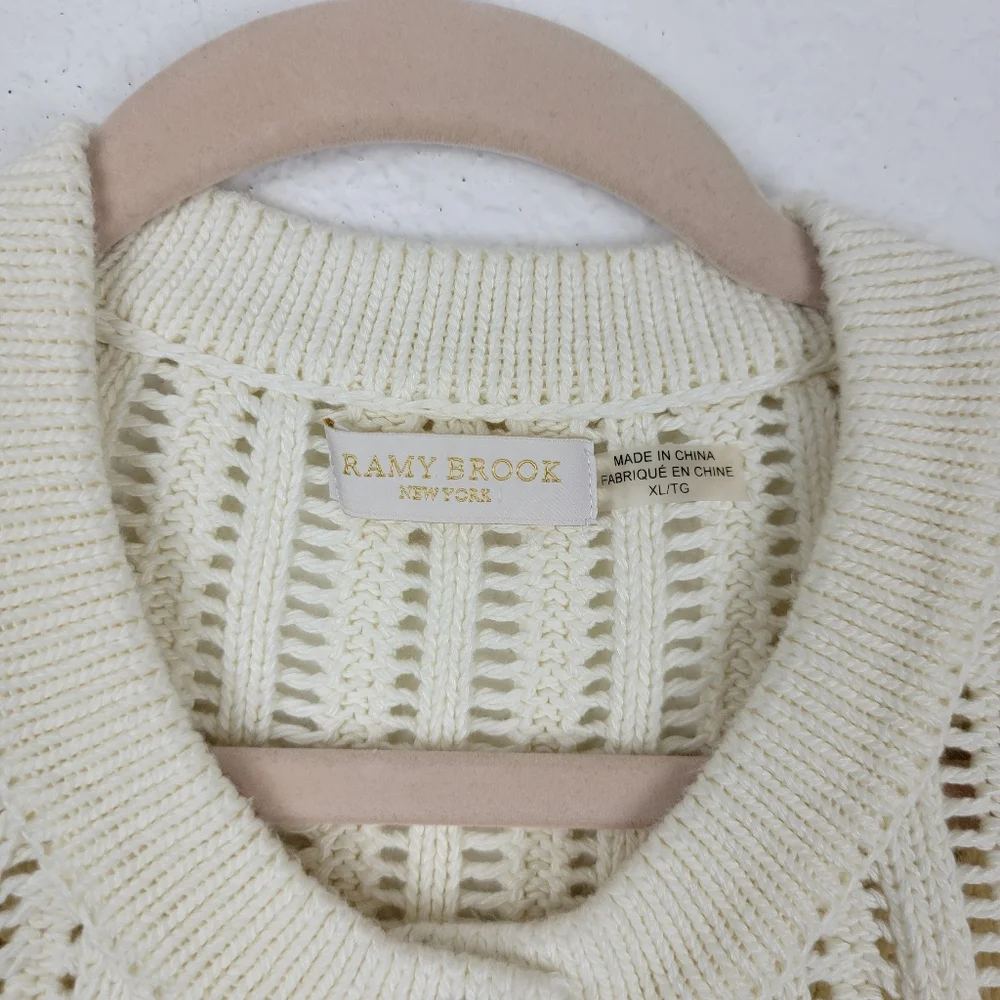 Ramy Brook Sarah Striped Cardigan Knitted Black White Buttons XL - Picture 7 of 11